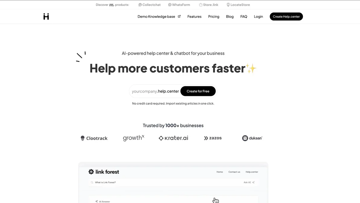 Help Center screenshot